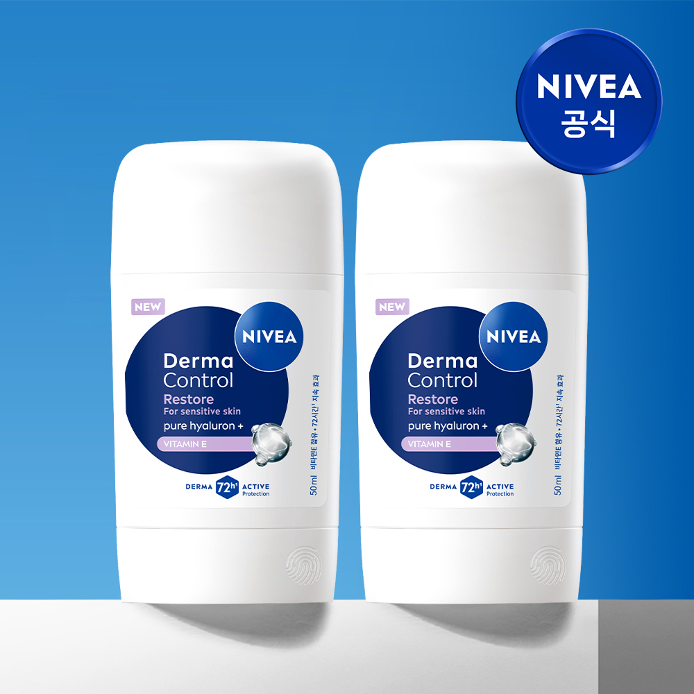 니베아 데오드란트 더마 컨트롤 리스토어 스틱 50ml, 2개 - 상품 이미지