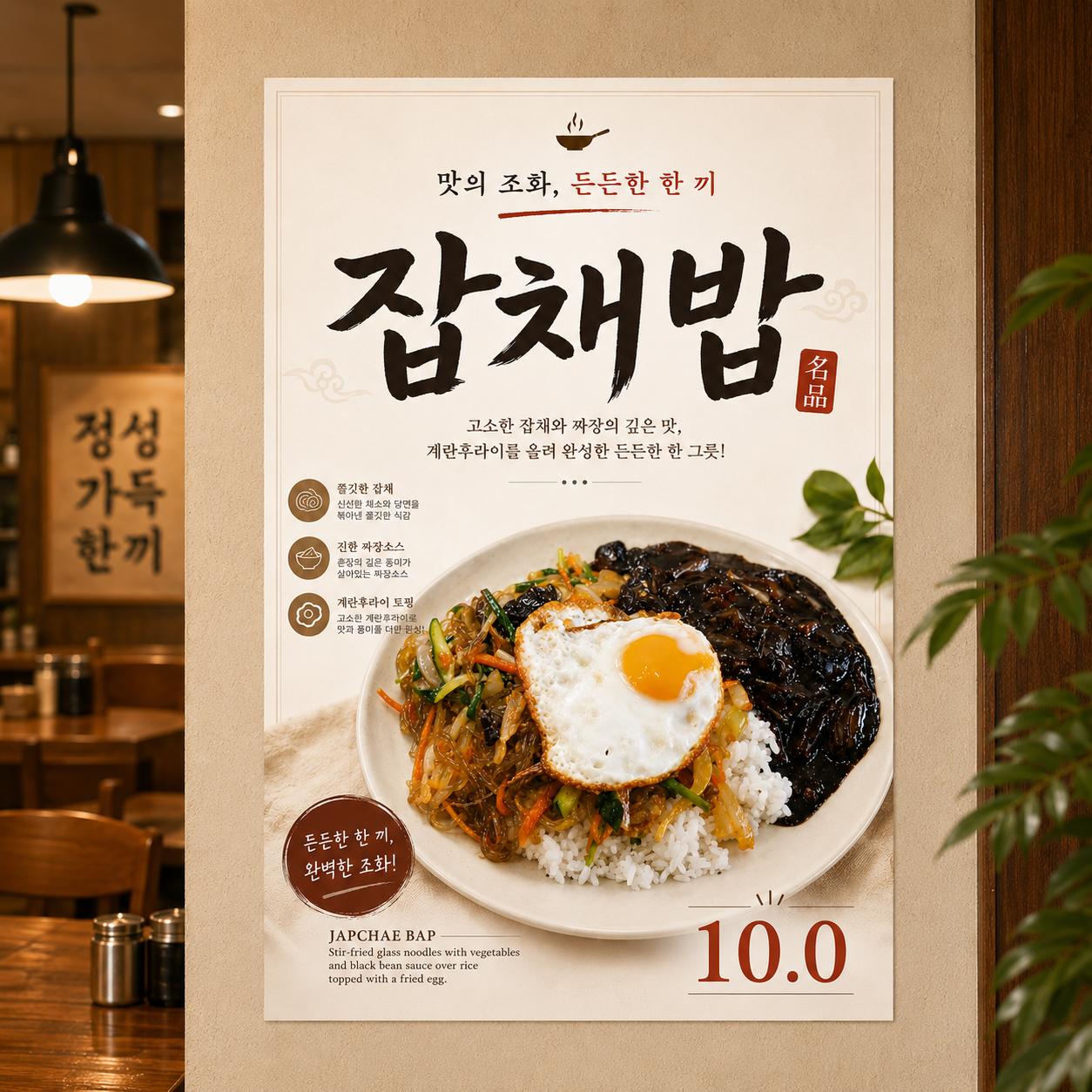 잡채밥 포스터 제작 메뉴 인쇄 디자인 식당 A 반광택 인화지 235g A3 - 상품 이미지