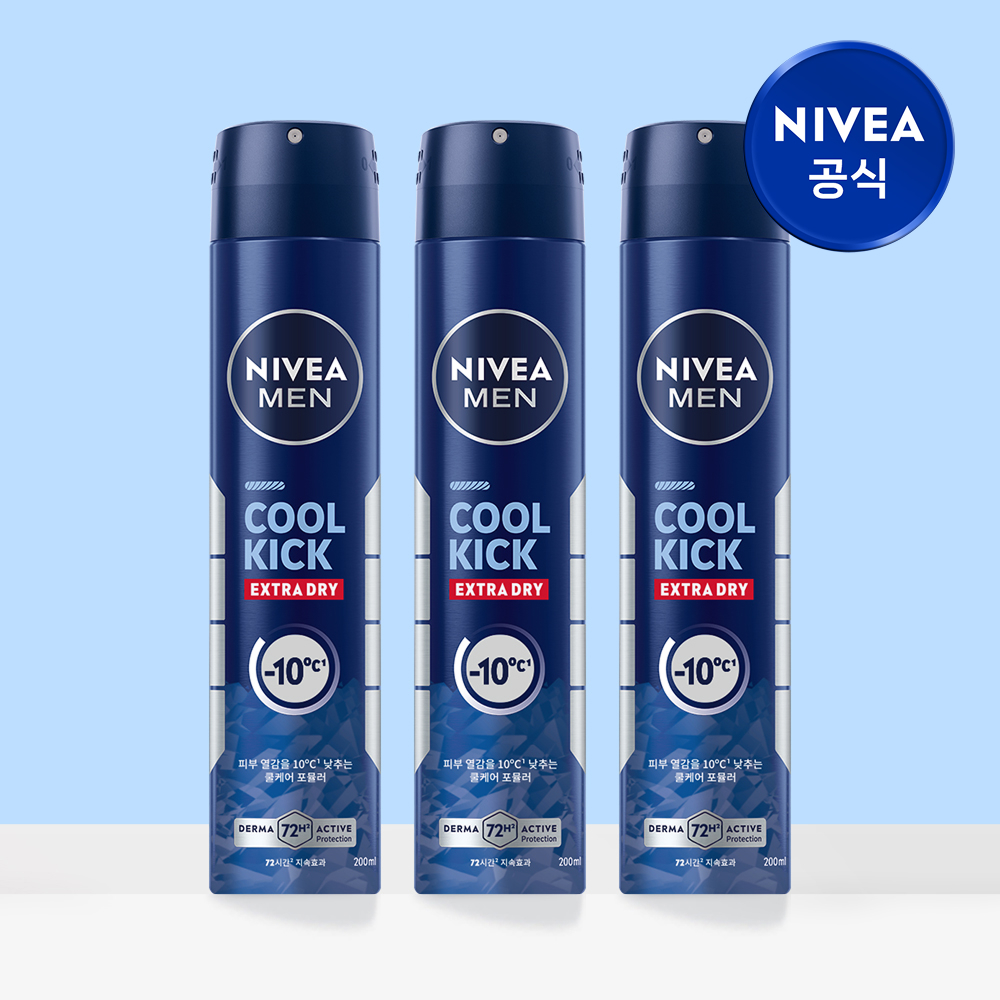 니베아 맨 데오드란트 스프레이 쿨 킥 200ml X 3개 - 상품 이미지