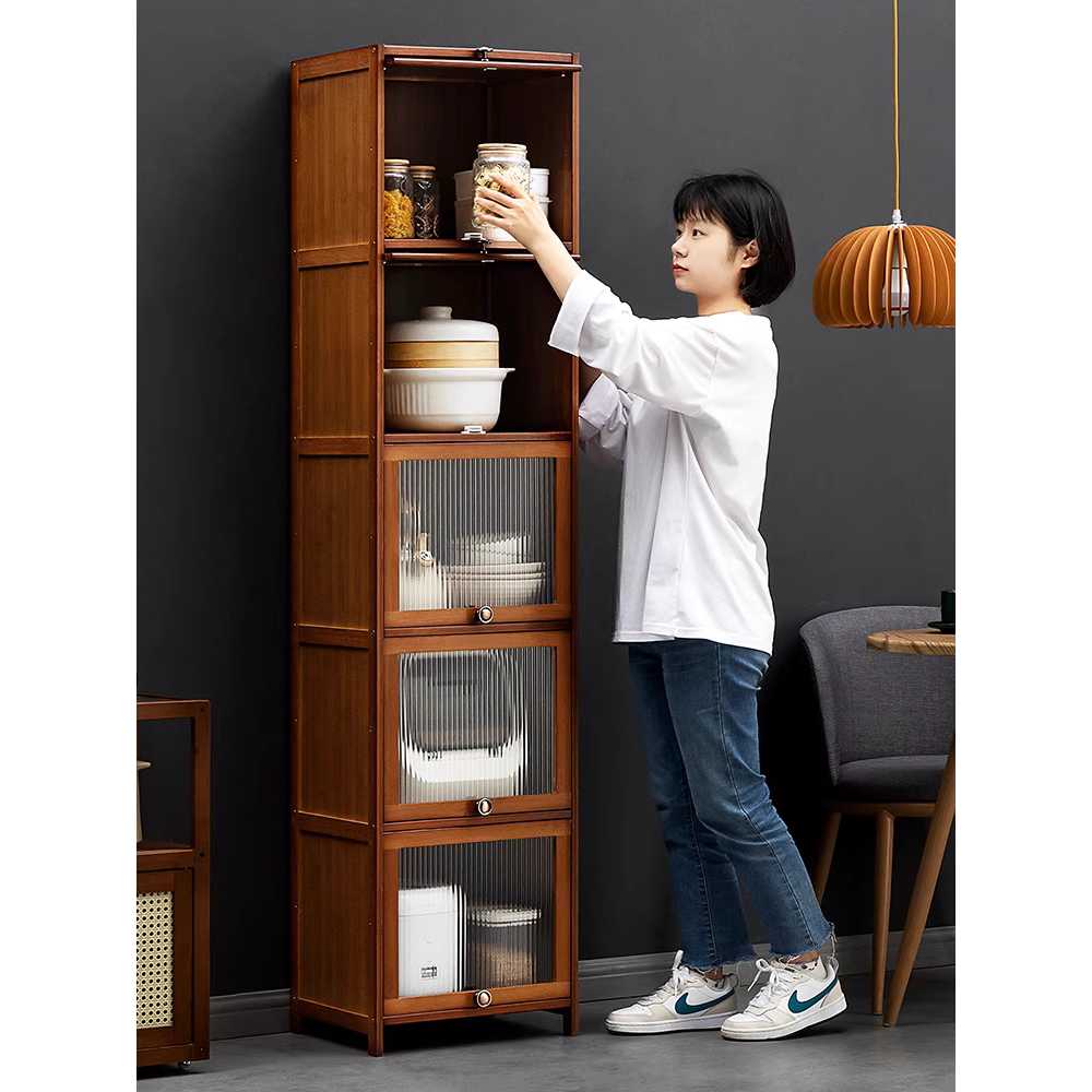 틈새 수납장 벽면 긴 원목 그릇장 주방 선반 폭좁은 폭 30cm/5단/창홍 - 상세 이미지 2