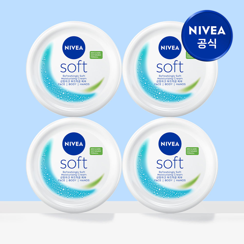 니베아 소프트 리프레싱 모이스춰라이징 크림 200ml, 4개 - 상품 이미지