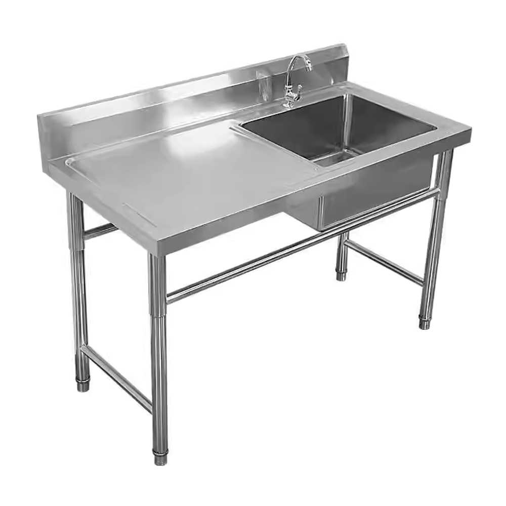 간이 개수대 조리대 싱크대 주방 업소용 사무실 농막 100x50 좌측 0.6mm - 상품 이미지