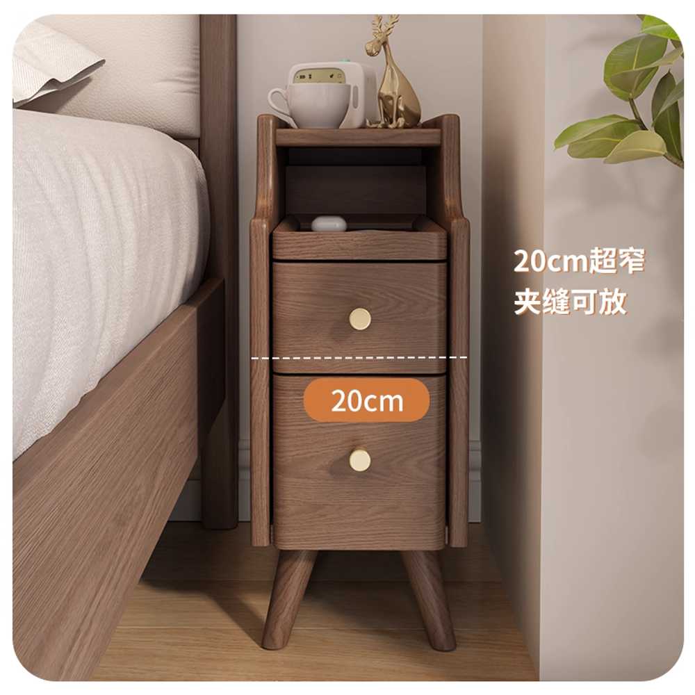 원목 협탁 좁은 선반 안방 침대 사이드 서랍장 틈새 20cm 월넛 - 상세 이미지 2
