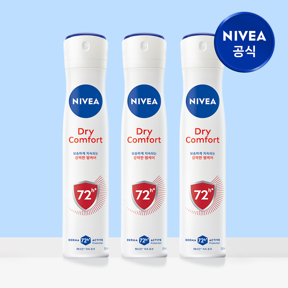 니베아 데오드란트 스프레이 드라이 콤포트 200ml, 3개 - 상품 이미지