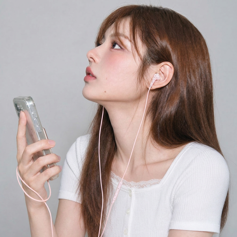 유선 이어폰 C타입 애플 8핀 줄이어폰 아이폰 갤럭시 오픈형 이어폰 별 도트 패턴 땡땡이 Y2K 감성 빈티지 이미지 7