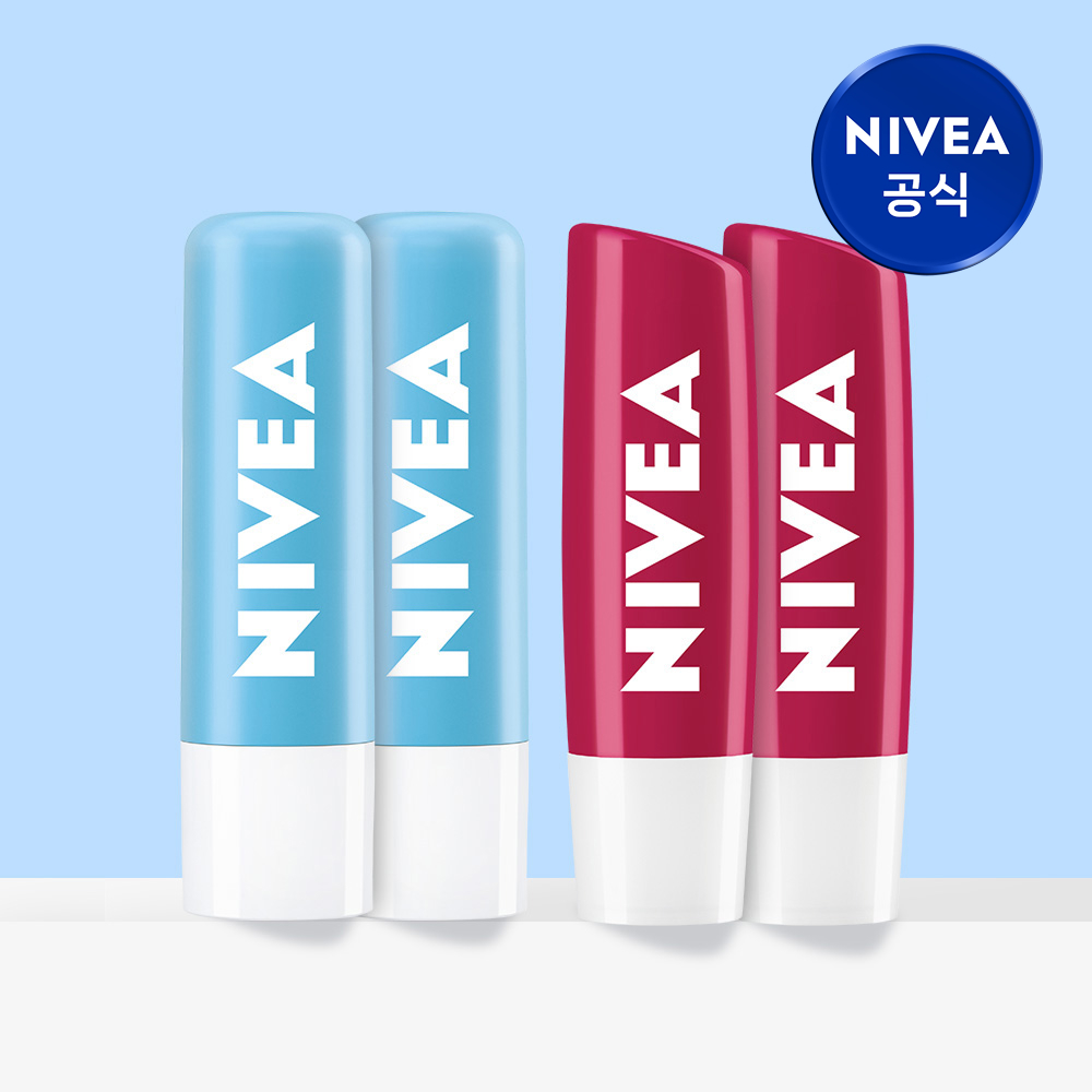 니베아 립케어 4.8g 모이스춰 케어 2개 + 체리 샤인 2개 - 상품 이미지
