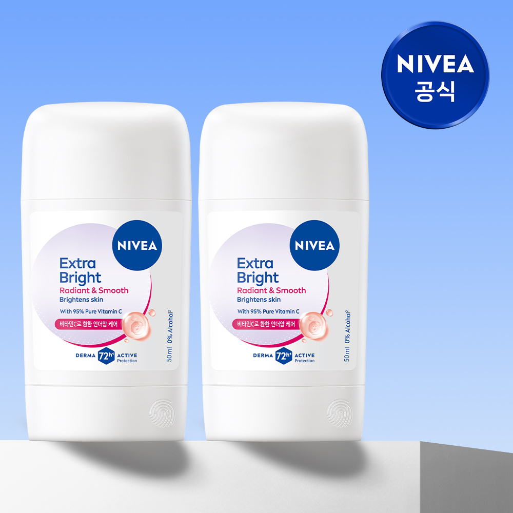 니베아 데오드란트 스틱 엑스트라 브라이트 50ml, 2개 - 상품 이미지