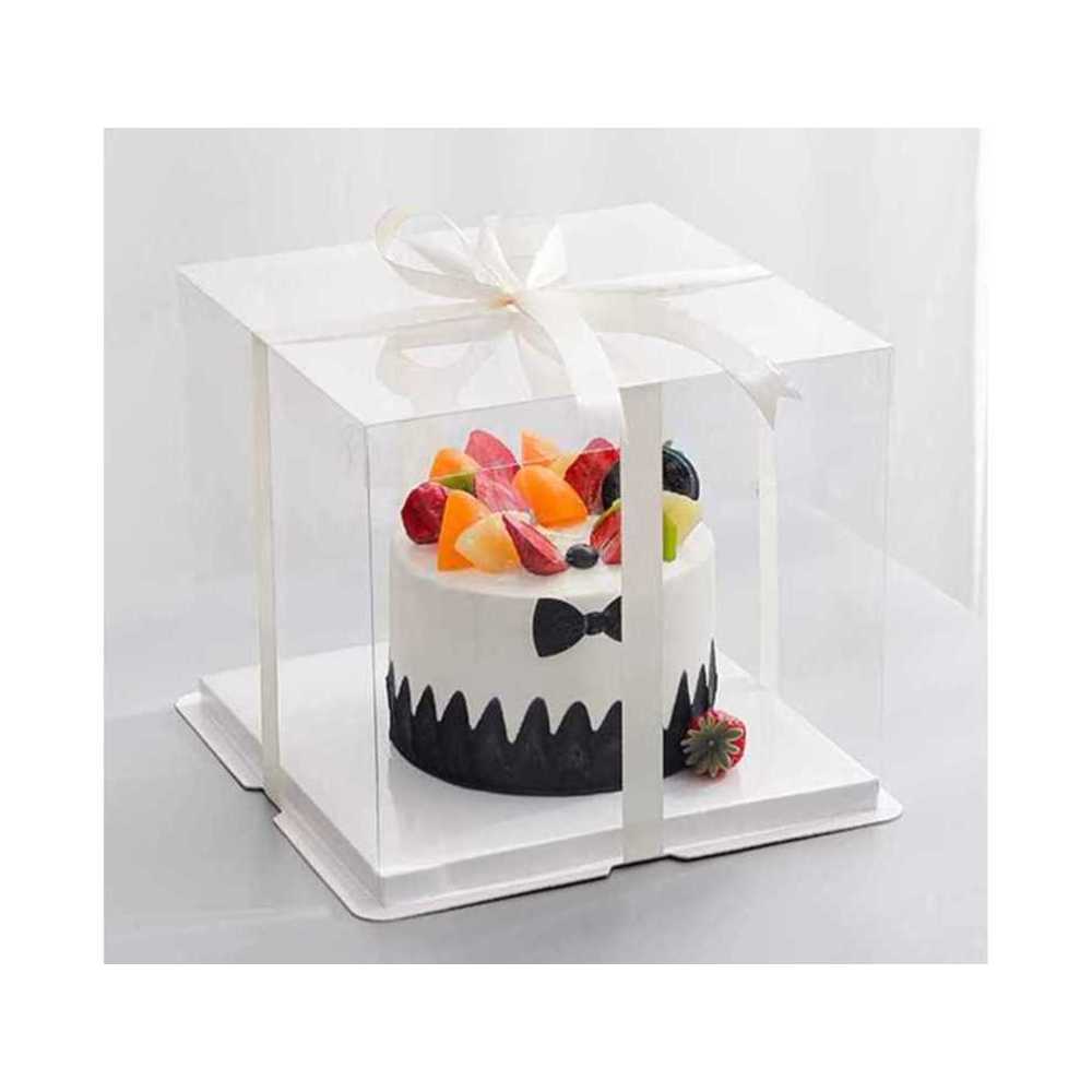 투명 케이크 상자 쿠키 머핀 사각 박스 컵케익 포장 22x22cm - 화이트 - 상품 이미지