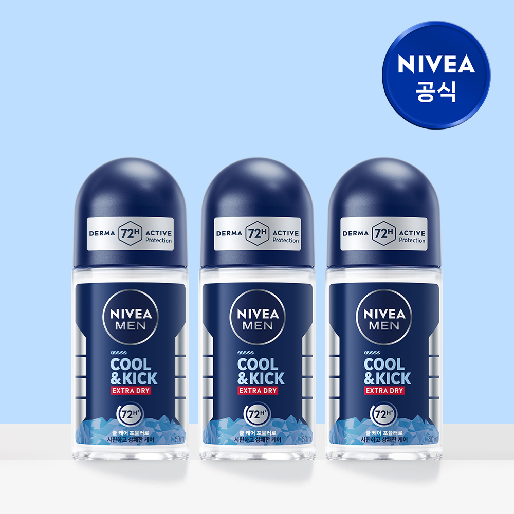 니베아 맨 데오드란트 롤온 쿨 앤 킥 50ml X 3개 - 상품 이미지