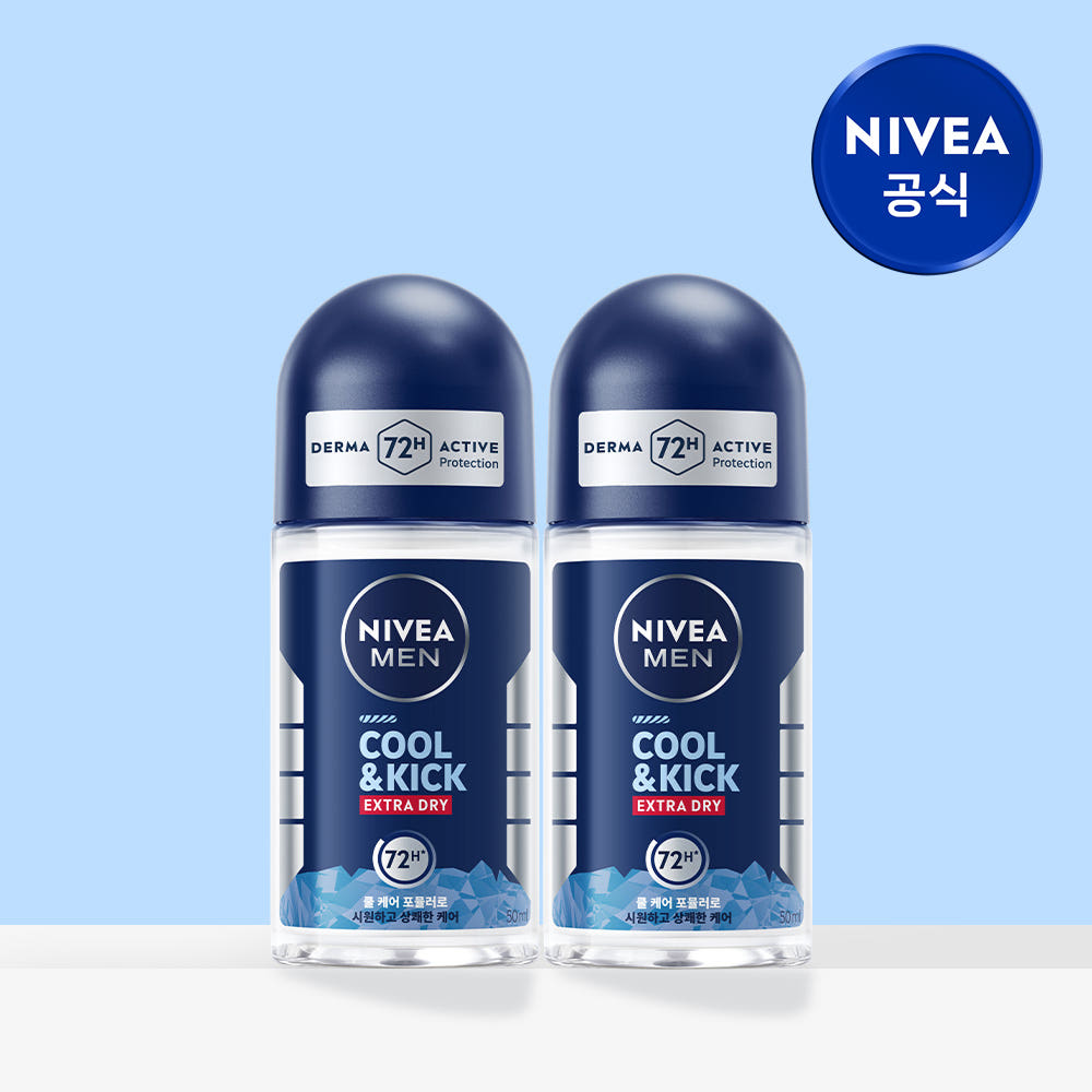 니베아  브랜드샵 니베아 맨 데오드란트 롤온 쿨 앤 킥 50ml X 2개