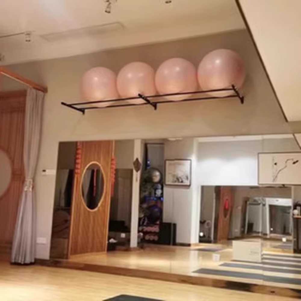 짐볼 거치대 벽걸이 헬스장 보관 천장 용품 보수볼 랙 블랙 124cm 2칸 - 상세 이미지 3