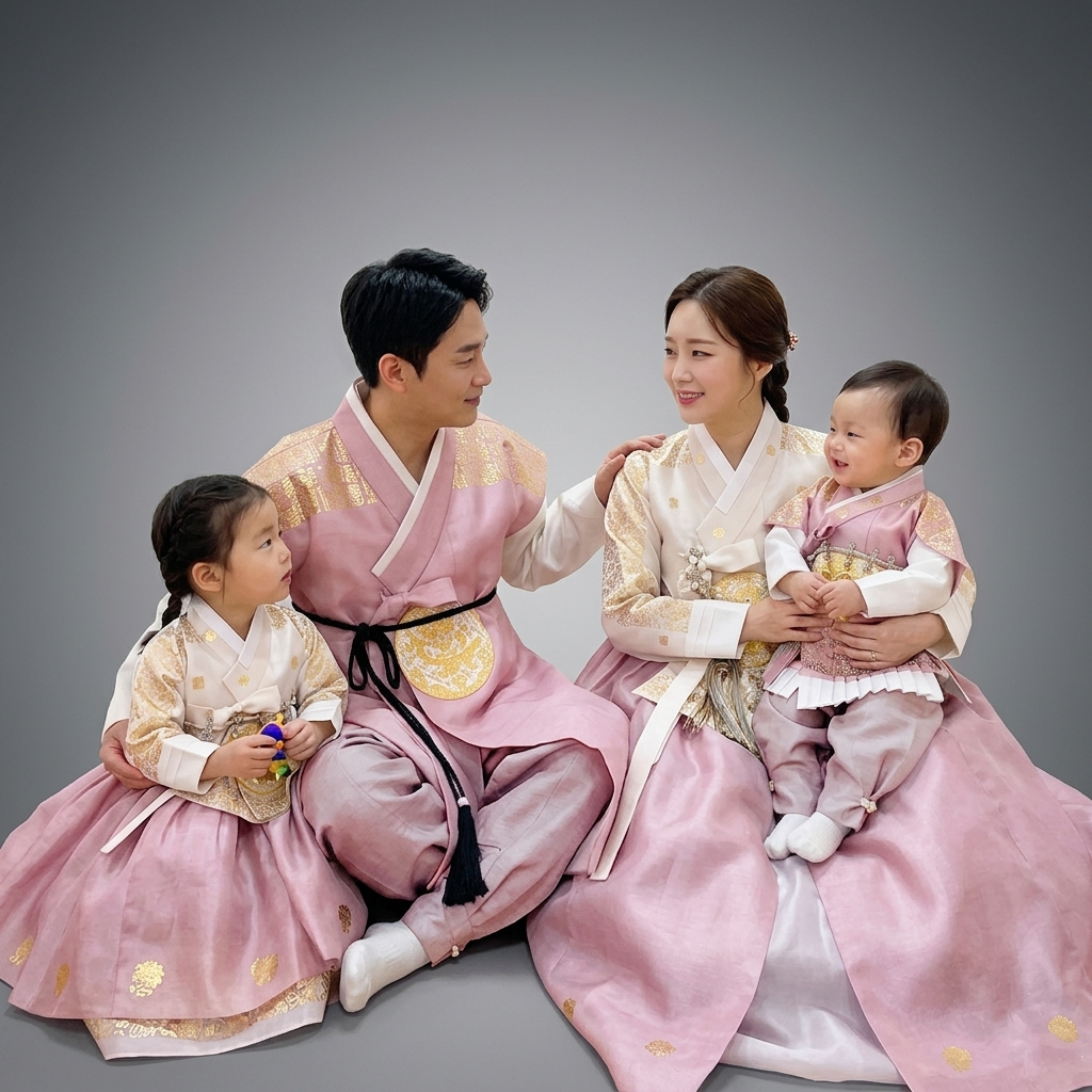 궁 한복대여 돌잔치 3인 한옥 평택 부천 강남 평택 촬영 가족 137번 - 상품 이미지