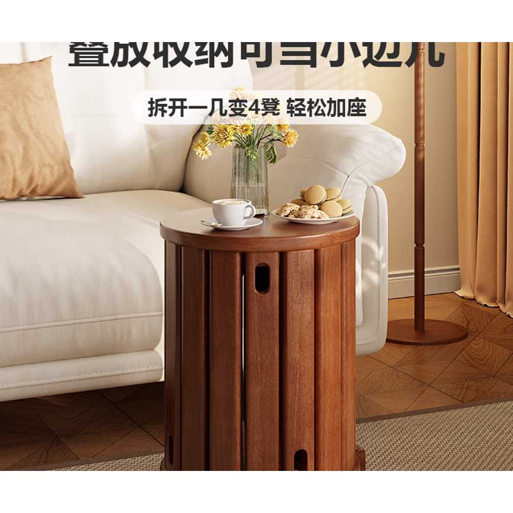 미니 테이블 스툴 협탁 화장대 티테이블 원형 나무 원형 월넛 이미지 7