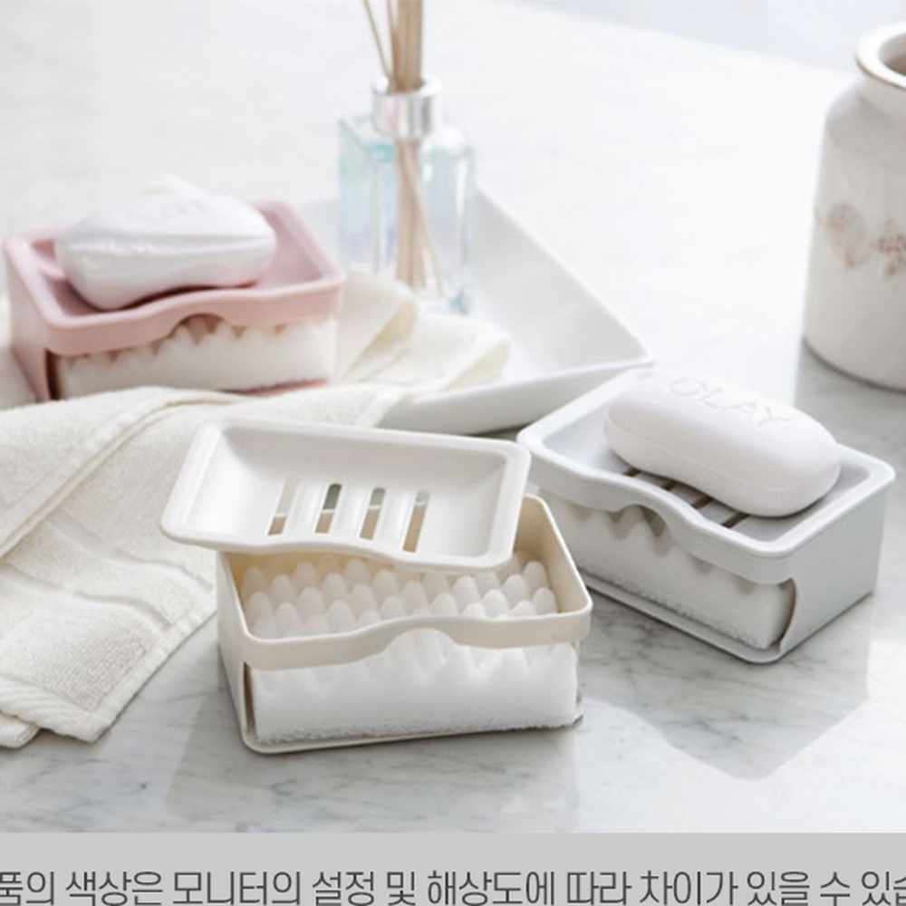 곡선디자인물빠짐비누케이스 물흐름방지욕실정리비누홀더 깔끔한세면대용 2중분리형 - 상세 이미지 3