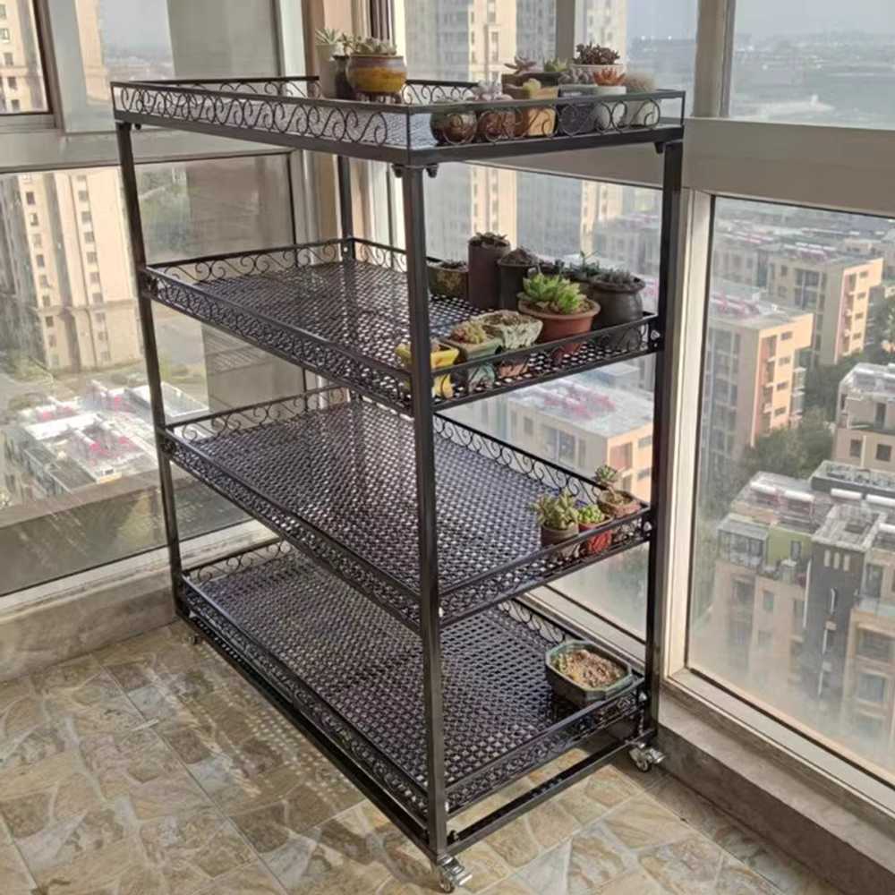 이동식 화분받침대 바퀴 실내 식물 진열대 정리대 120x40x80 2단 - 상세 이미지 3
