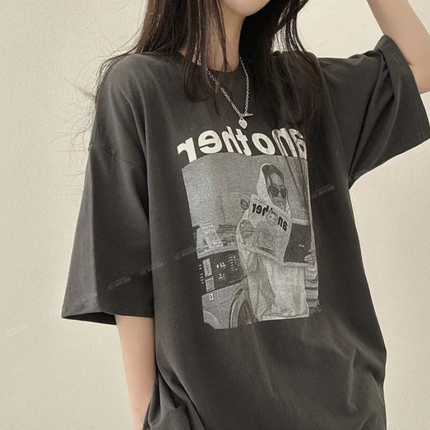 여성 여름 데일리 어나더 프린팅 루즈핏 반팔 티셔츠 이미지 6