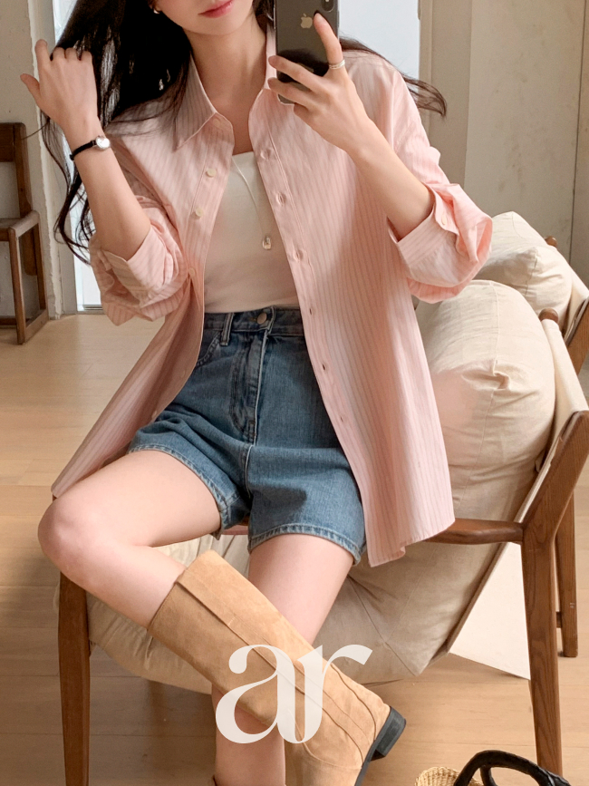 [자체제작] (MADE) 더블 스트라이프 루즈핏 셔츠 bs8613 이미지 8