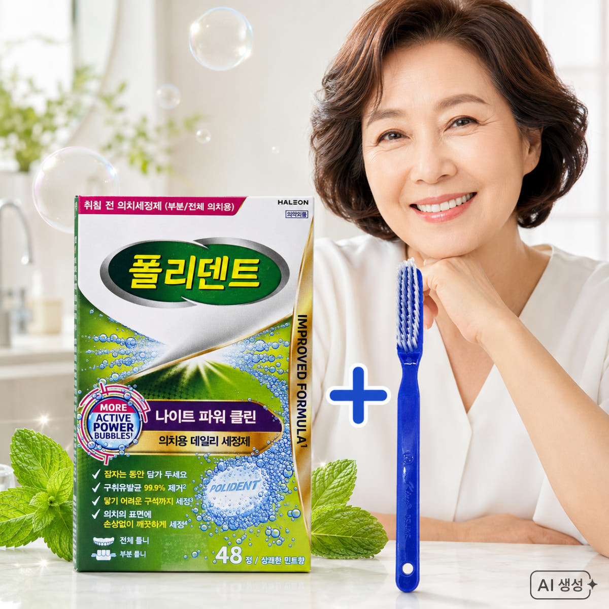 컬러포 폴리덴트 나이트 의치 세정제 48정