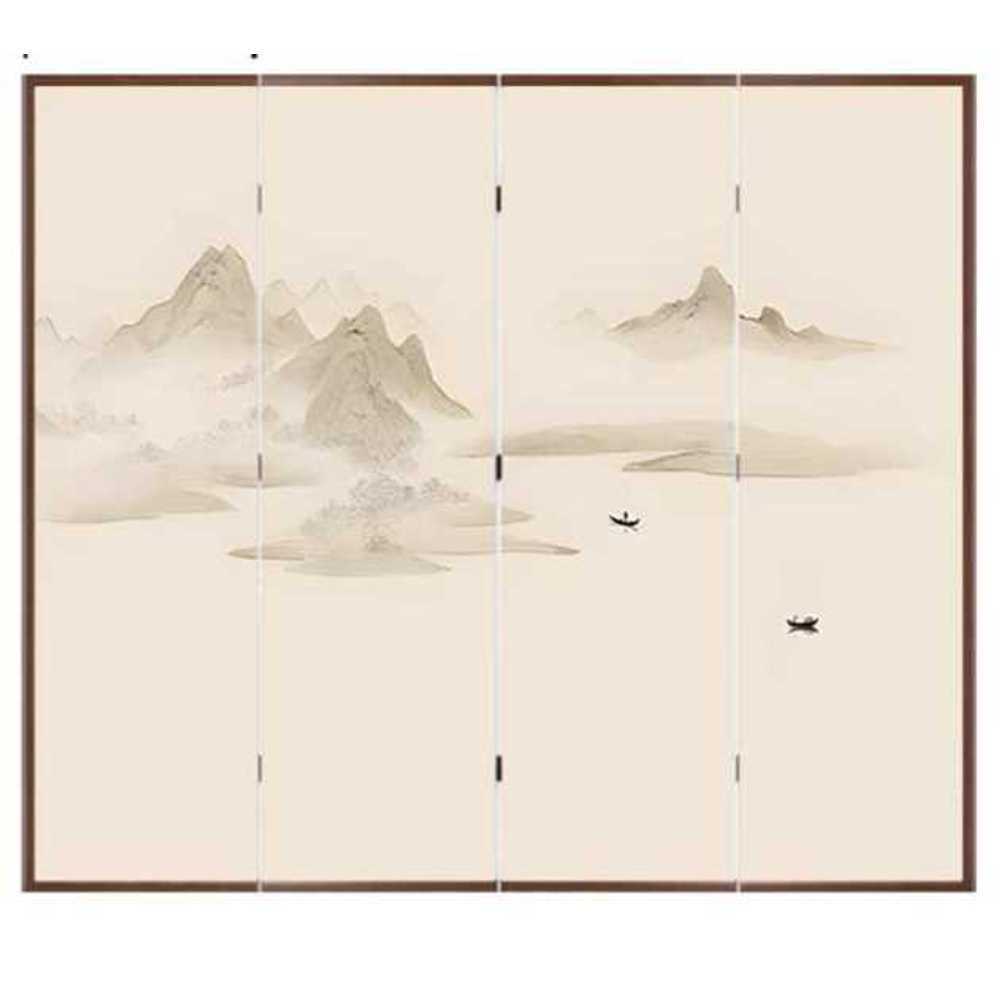 병풍 나무 풍경화 수묵화 서예 전통 레스토랑 파티션 40x180 월넛 - 상품 이미지