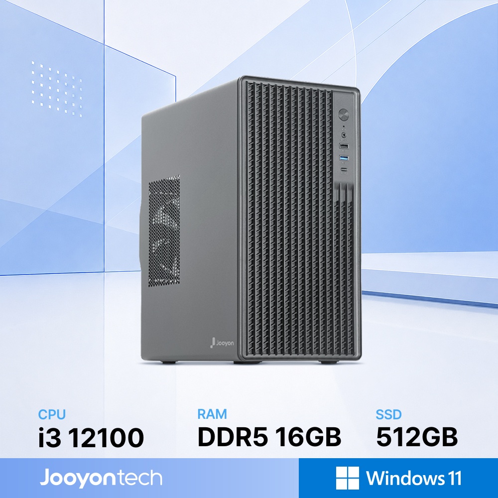 주연테크 홈오피스 굿워크 인텔 코어i3 12100 내장그래픽 DDR5 16G NVMe 512G 윈도우11 홈 사무용 가정용 컴퓨터 D1v12100W-16G512G 블랙 - 상품 이미지