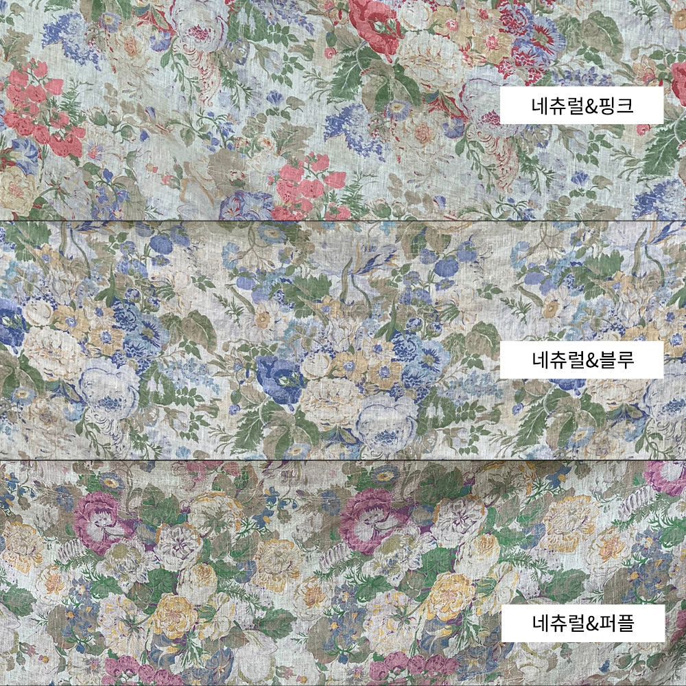 메리골드 유화풍 빈티지 21수 린넨100% 꽃무늬 마 원단 앞치마 커튼 테이블보 천 - 상세 이미지 2