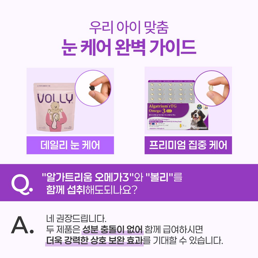 강아지 오메가3 눈 영양제 볼리 알가트리움 메이드인랩 100개입, 1개 - 상세 이미지 2