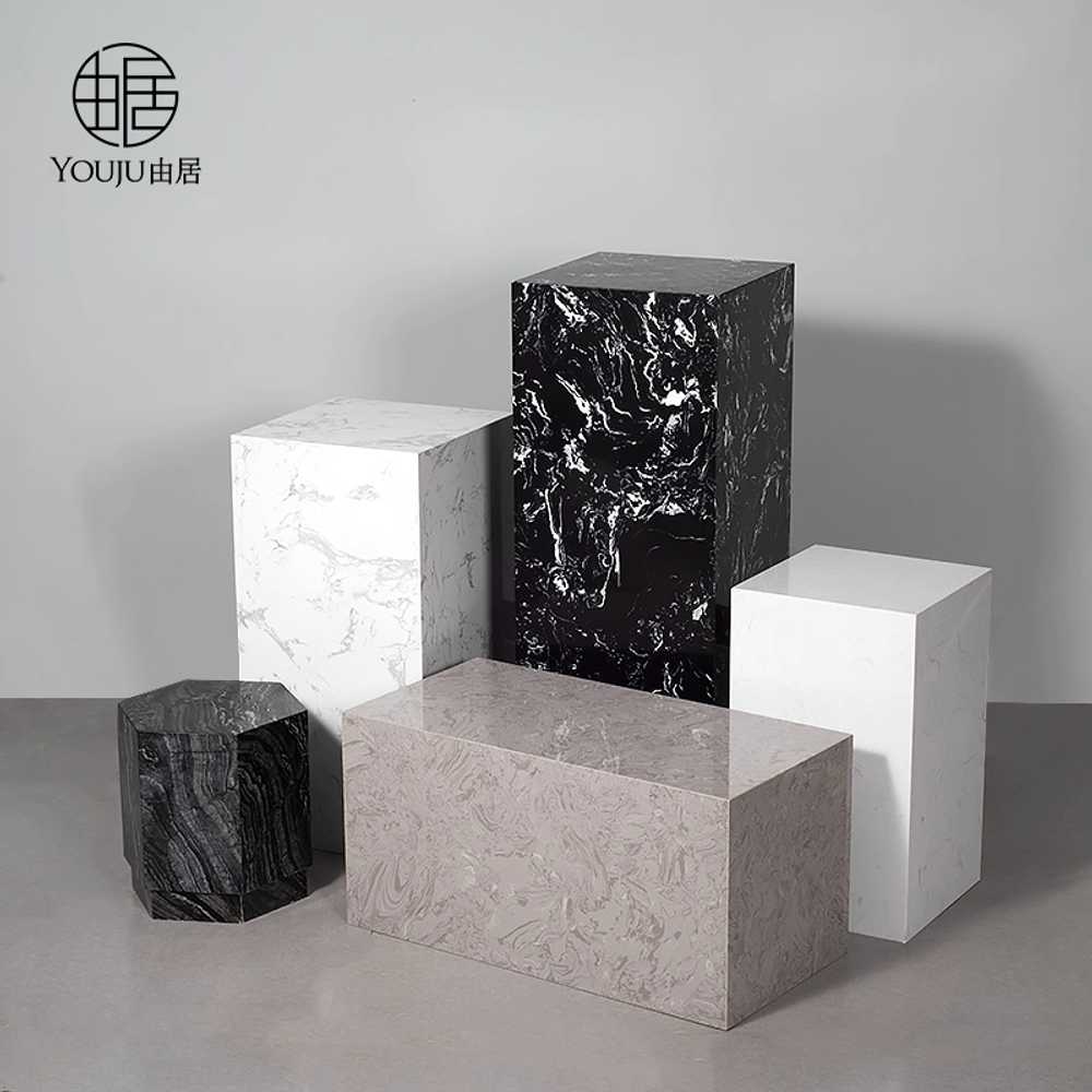 대리석 사각 스툴 진열대 촬영 전시대 작품 받침대 30x30x60 화이트 - 상세 이미지 2