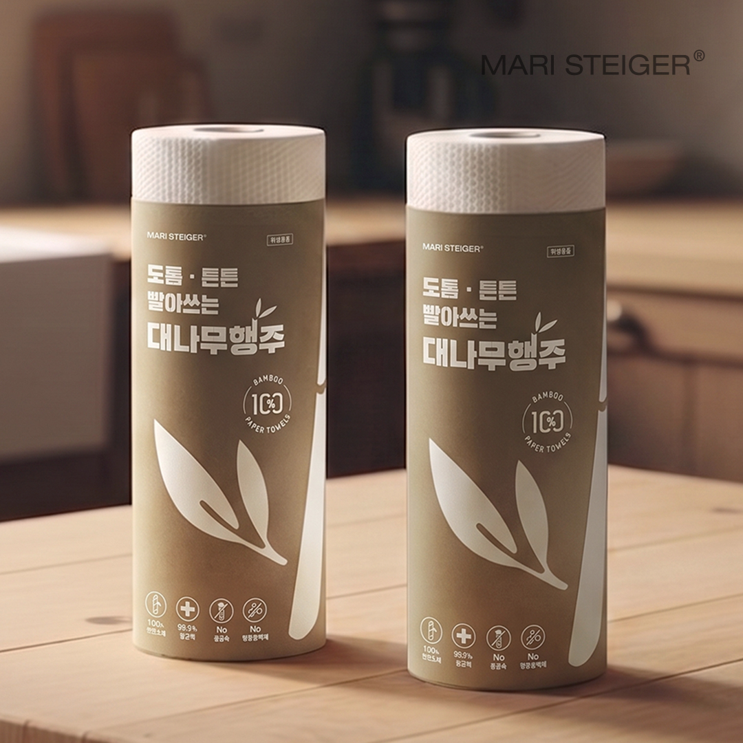 100% 대나무 빨아쓰는 행주 도톰한 엠보싱 흡수력 좋은 주방 타올 50매, 2개 - 상품 이미지
