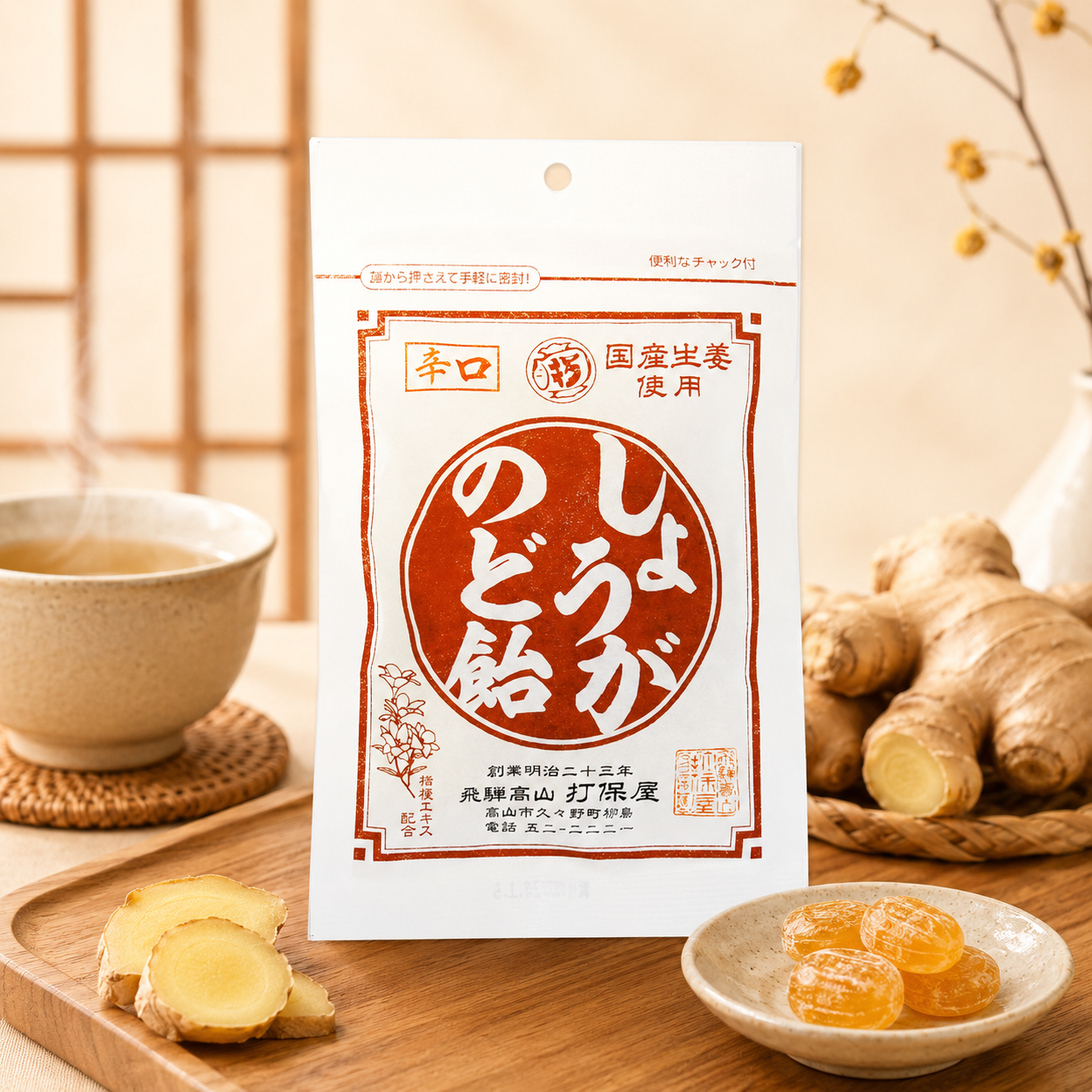 일본 우츠보야 목캔디 환절기 목관리 집중력 졸음 사탕 생강 도라지, 70g, 1개 - 상품 이미지