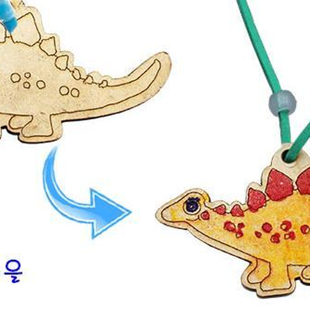 야광비즈장식 MDF공룡색칠목걸이 나만의공룡목걸이만들기 6종세트 - 상세 이미지 2