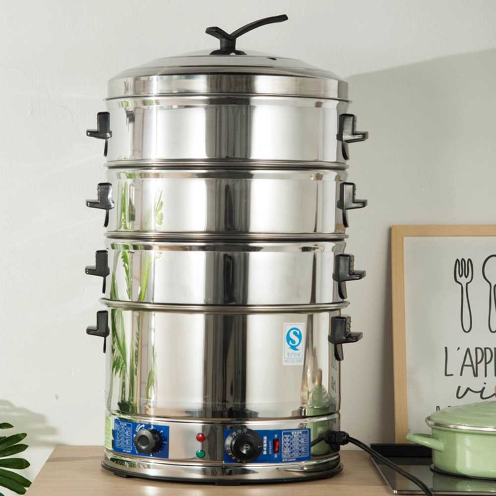 업소용 스텐 찜기 채반 찜통 떡 찜솥 만두 원형 물솥 35cm  4단 - 상세 이미지 4