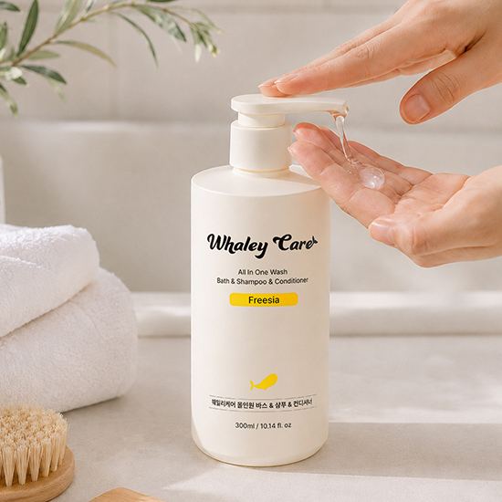 웨일리케어 어린이 샴푸 온가족 워시 어린이 올인원 약산성 바디워시 300ml 베이비파우더향 프리지아향 향 선택 이미지 6