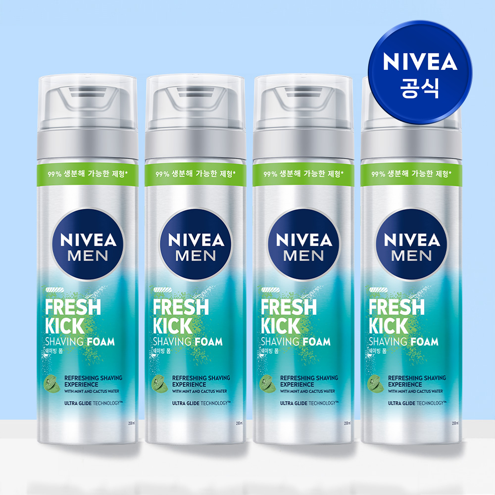 니베아 맨 프레시 킥 쉐이빙 폼 면도크림 200ml, 4개 - 상품 이미지