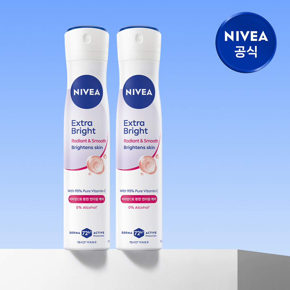 니베아 데오드란트 스프레이 엑스트라 브라이트 200ml, 2개 - 상품 이미지
