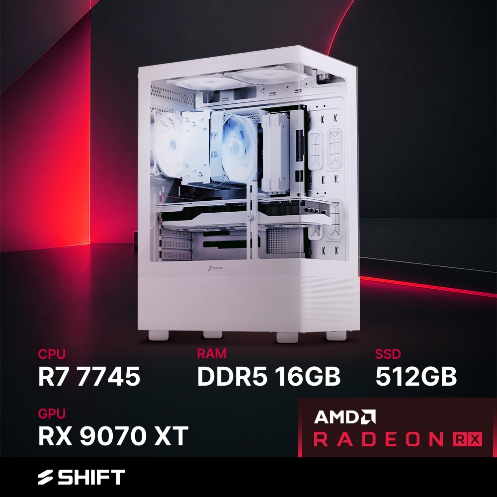 주연테크 시프트 AMD 라이젠7 7745 RX 9070 XT DDR5 16G NVMe 512G 게이밍 컴퓨터 D374597XT-16G512G 화이트 - 상품 이미지