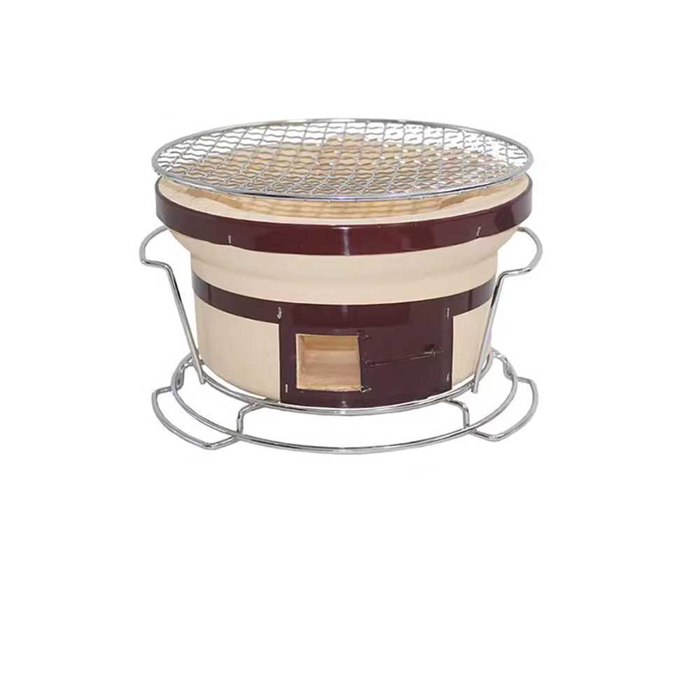 양꼬치기계 수동 구이 불멍 그릴 받침대 꼬치화로 원형(빨간색) - 상품 이미지