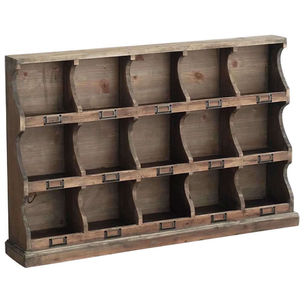 빈티지 원목 장식장 통 우드 인테리어 거실 주방 엔틱 빈티지 9칸 62x64cm 이미지 6