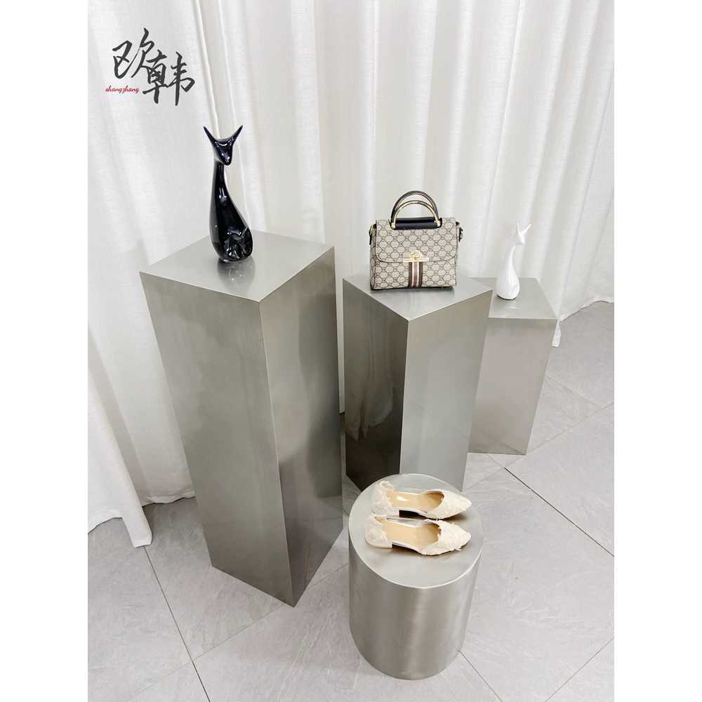 스테인리스 스퀘어 스툴 받침대 매장 전시대 디피 30x30x60cm - 상세 이미지 3