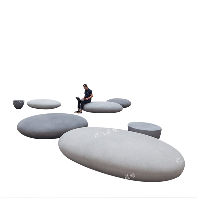 조약돌 의자 휴게실 라운지 스툴 보조의자 로비 벤치 100x55x55cm - 상세 이미지 2