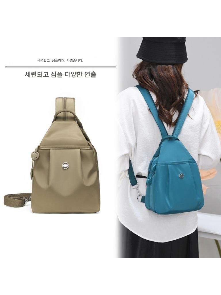 남녀공용 백팩 옥스포드 천 크로스백 가슴 가방 토란가루 - 상세 이미지 4