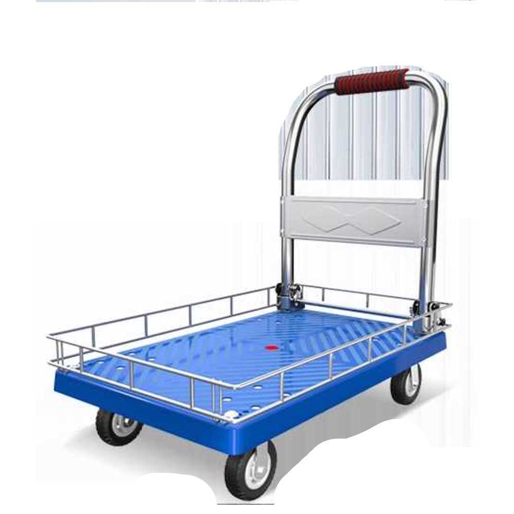 핸드카트 이동식 짐수레 구르마 끌차 호텔 시장 대차 72x48 블루 4인치 200kg - 상품 이미지