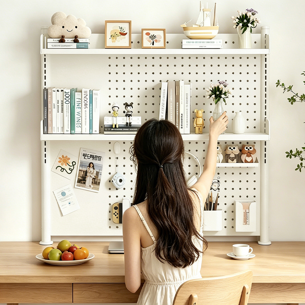 타공판 철제 선반 책상 파티션 스탠드 인테리어 페그보드 액세서리 18종 60cm 컴팩트 - 상품 이미지