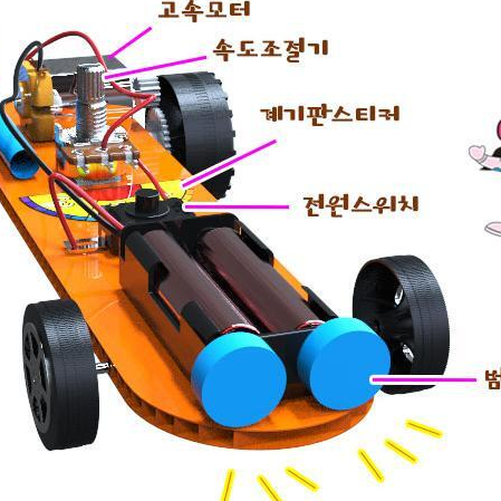 속도조절저항 가변저항레이싱카만들기 기초회로자동차학습키트 5인 - 상세 이미지 4