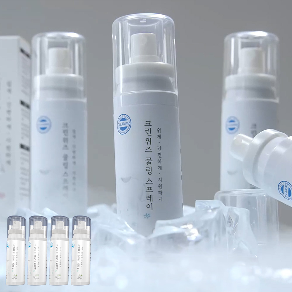 크린위즈 뿌리는 에어컨 4통 100ml 아로마향 민트향 유칼립투스 오일 쿨링 스프레이 냉감 - 상품 이미지