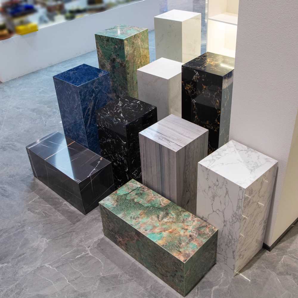 대리석 사각 스툴 진열대 촬영 전시대 작품 받침대 30x30x60 화이트 - 상세 이미지 3
