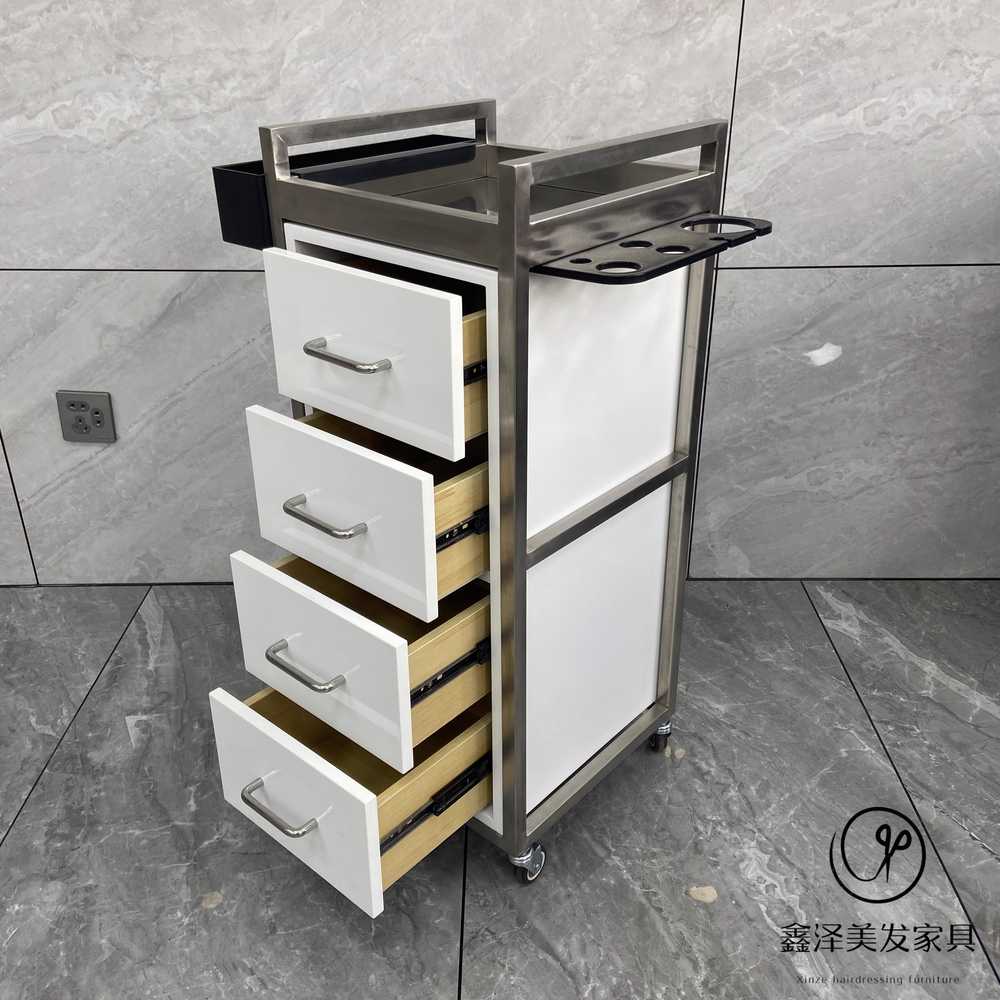 미용실 웨건 트롤리 이동식 서랍형 트레이 카트 커트 청록 55x35x87 - 상세 이미지 4
