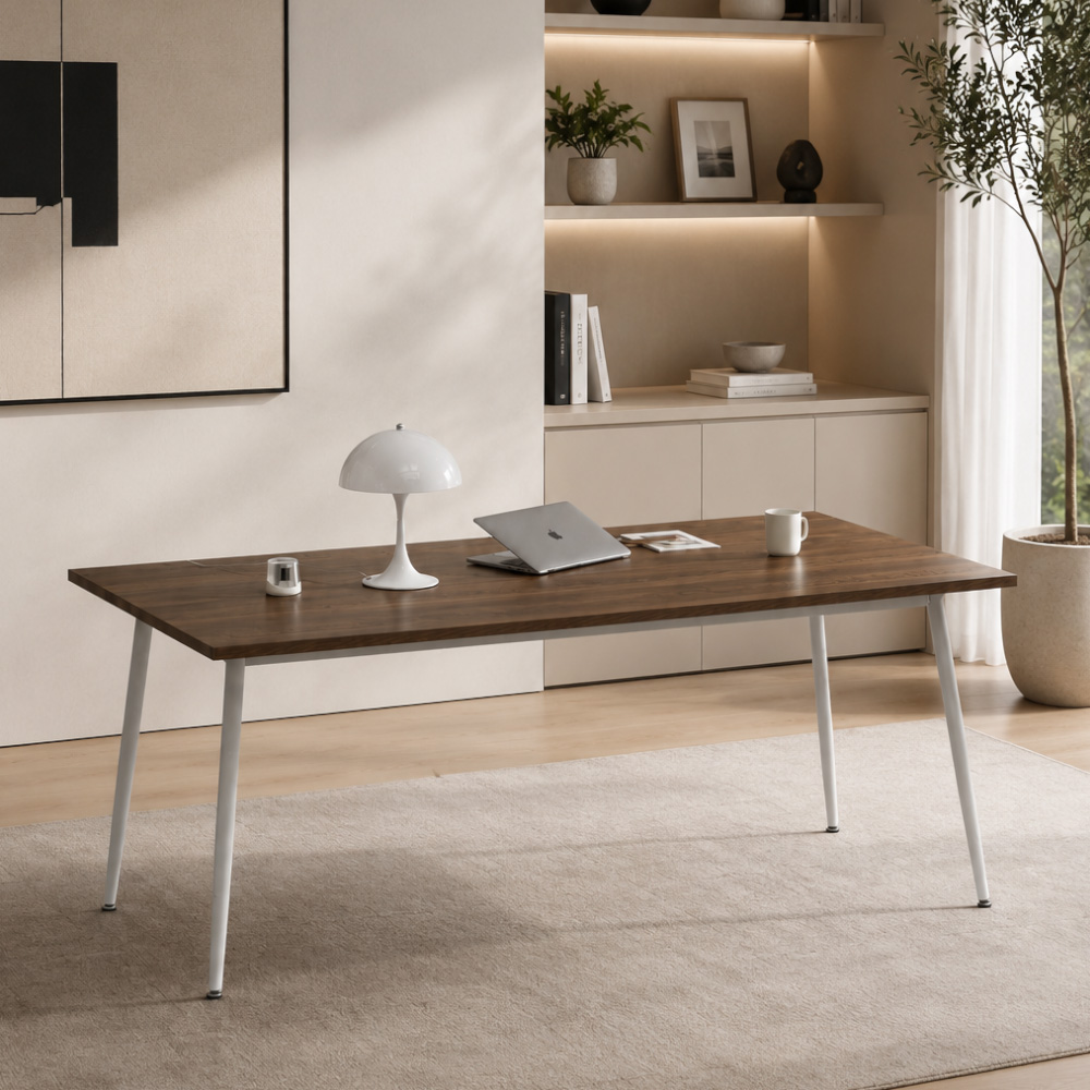 티에스퍼니처 베일리 LPM 회의테이블 책상 사무용 1800x900mm, 화이트+라이트월넛 - 상품 이미지