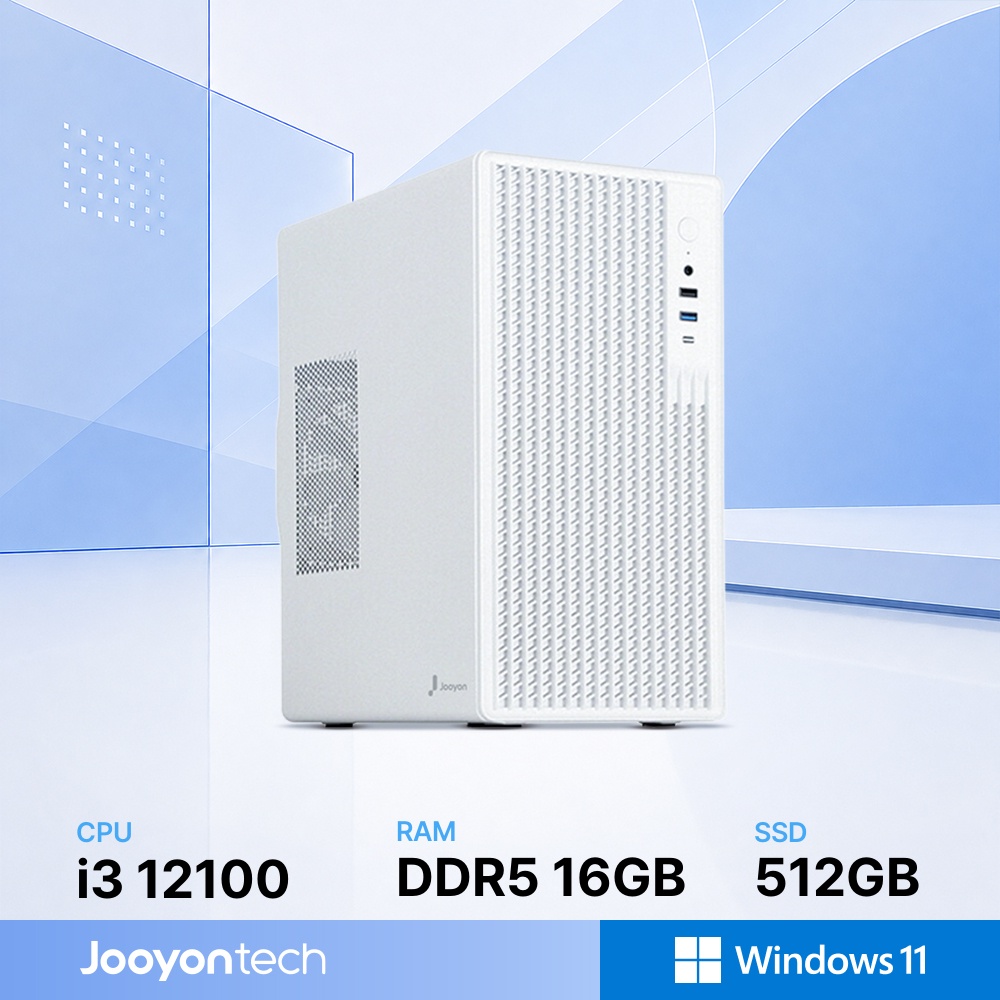 주연테크 홈오피스 굿워크 인텔 코어i3 12100 내장그래픽 DDR5 16G NVMe 512G 윈도우11 홈 사무용 가정용 컴퓨터 D1v12100W-16G512G 화이트 - 상품 이미지