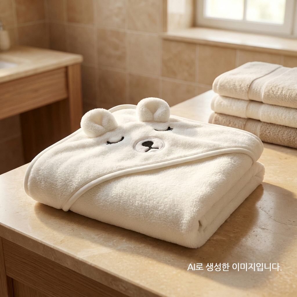 리틀그립 목욕타올 샤워가운 북극곰과 토끼 그레이 화이트 2종 세트 이미지 6