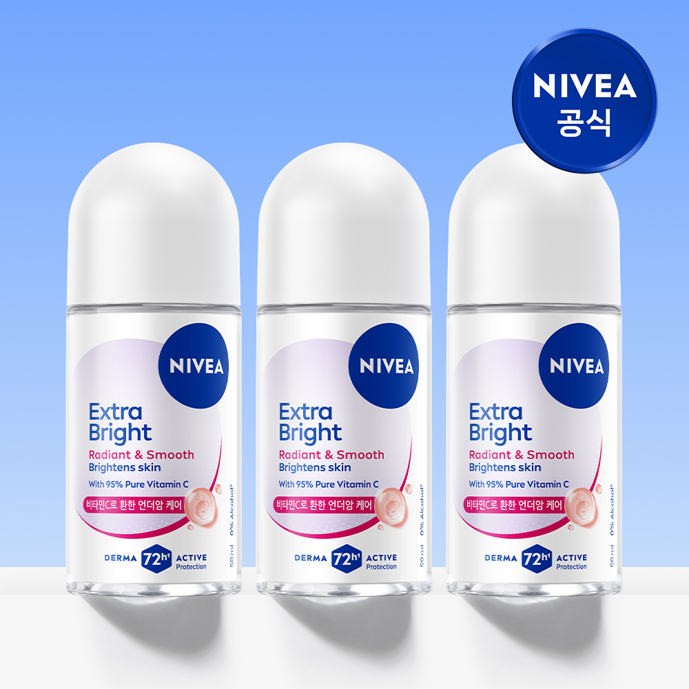 니베아 데오드란트 롤온 엑스트라 브라이트 50ml, 3개 - 상품 이미지